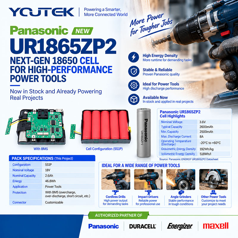 Panasonic-UR1865ZP2-3.6V-2600mAh-5S1P18V-2600mAh-Power-tool